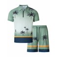 thumbnail image 4 of Mens Beach Vacation Outfit Set Short Sleeve Quarter Zip Polo Shirt and Shorts 2 Piece Matching Set Short Sets for Men, 4 of 6