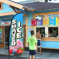 QSUM Shaved Ice Feather Flag Kit,7FT Dessert Shop Advertising Banner,Ice Cream Shop Business Signs
