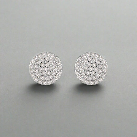 Eclet Jewel 1.3 Ct Round Cut Lab Created Diamond Engagement Earring - 14K White Gold Plated Push Back Studs for Her - Beautiful Cluster Earring for Her - Ideal Gift for Engagement Wedding