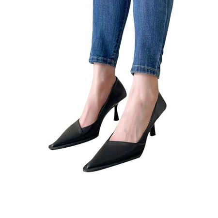 

Ymiytan Ladies Lightweight Stiletto Heels Wedding Comfort Sexy Dress Shoes Office Fashion Pumps Black 5.5