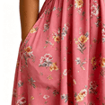 thumbnail image 5 of CHGBMOK Vintage Floral Wrap Midi Dress Women High Waist Tummy Control Short Sleeve Pocket Flowy Sundress S-5XL Elegant Dress for Wedding Party Daily Travel, 5 of 7