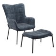 thumbnail image 1 of CorLiving Charlotte Winged Back Velvet Indoor Accent Chair with Stool and Metal Legs, 1 of 9