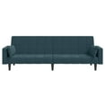 thumbnail image 3 of vidaXL 2-Seater Sofa Bed with Two Pillows Blue Velvet, 3 of 5