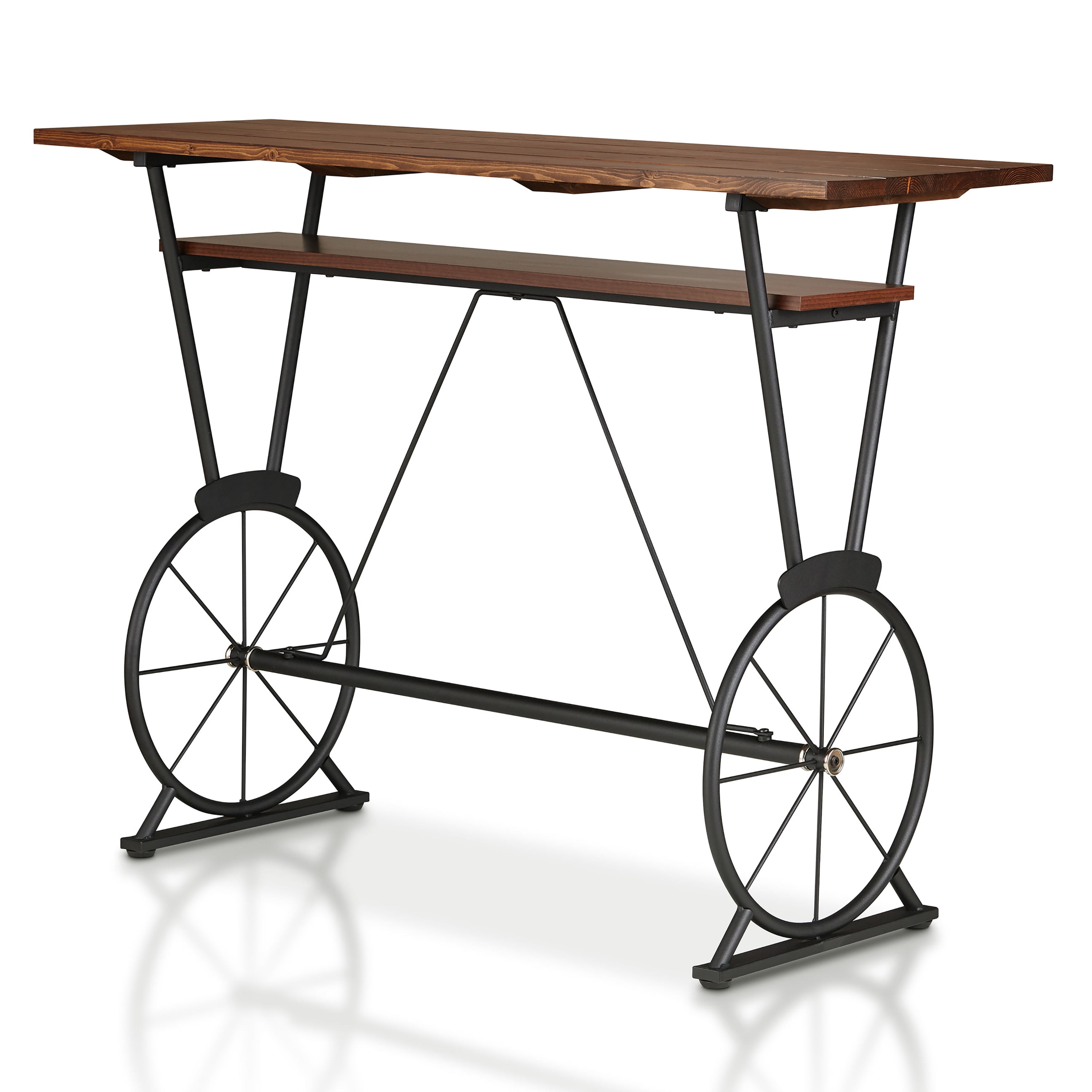 Lodz 1-Shelf Metal Bar Table, Toasted Barnwood and Black
