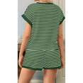 thumbnail image 5 of Women Summer 2 Piece Sets Striped Short Sleeve T Shirts and Shorts Matching Set Ink Green L, 5 of 6
