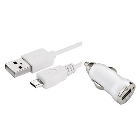 Insten White Car Charger Adapter + 6FT Micro USB Cable For Samsung Galaxy On5 S7 S6 S5 S4 J7 J3 J1 / LG K7 K8 K8v K10 G Stylo Stylus X Style Tribute HD Optimus Zone 2 3 / ZTE Warp 7 (Best Car Charger For Galaxy S7)