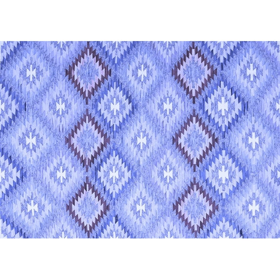 Ahgly Company Machine Washable Indoor Rectangle Southwestern Blue Country Area Rugs, 2' x 5'