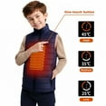thumbnail image 2 of Feancey Kids' Puffer Heated Vest 2 Zones Electric Heating Vest for Boys and Girls Sleeveless Stand Collar Down Coats with Pockets Dark Blue 11 Years, 2 of 10