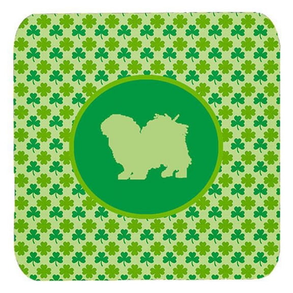 Tibetan Spaniel Lucky Shamrock Foam Coasters, Set Of 4