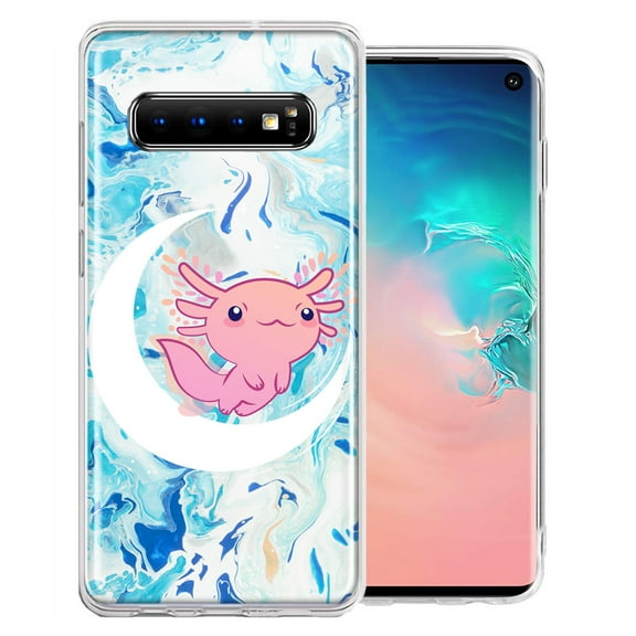 MUNDAZE For Samsung Galaxy S10 Plus Pink Axolotl Moon Mable Design Double Layer Phone Case Cover
