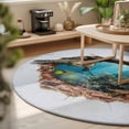 thumbnail image 3 of Round Rugs 4Ft, 3D Ocean Round Area Rug Washable Indoor Throw Carpet, Modern Abstract Nature Optical Illusion Underwater Soft Non Slip Circle Rug for Kitchen Nursery Room Home Decor Aesthetic, 3 of 8