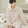 thumbnail image 3 of Conjunto de pijamas para parejas, ropa de invierno gruesa, suave y acogedora, Simple, informal, ajustada, temperamento cálido, frescura, a la moda, 3 of 5