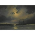 thumbnail image 2 of Ivan Konstantinovich Aivazovsky 24x18 Black Ornate Framed Double Matted Museum Art Print Titled: Shipping in Moonlight (1853), 2 of 5