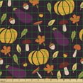 thumbnail image 2 of Ambesonne Autumn Fabric by the Yard Upholstery, Mushroom Seasonal Vegetable, 1 Yard, Dark Maroon Marigold, 2 of 5