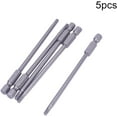 thumbnail image 4 of HUGFEGWE H3 Magnetic Hex Head Screwdriver Bits, 1/4 Inch Hex Shank 100 mm Length S2 Power Tools 5Pcs CJB91-24323, 4 of 8