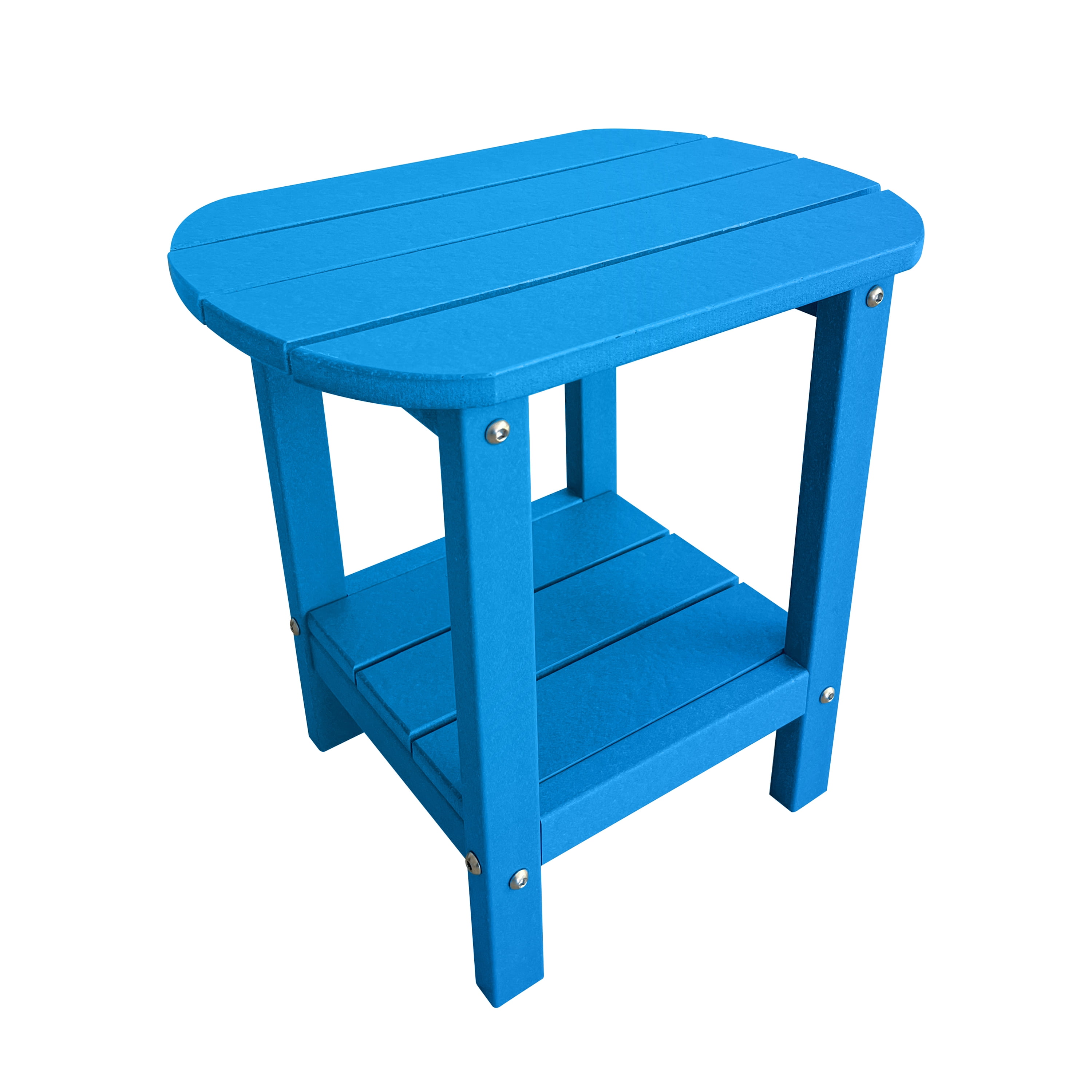 Think Patio Traditional Pacific Blue Resin Wood Oval Side Table