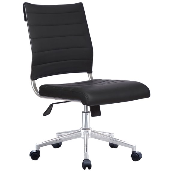 2xhome PU Leather Mid Back Task Chair with Adjustable Height Lumbar Support, Multiple Colors, Set of 1, 1 piece