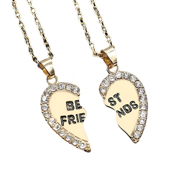 DESIGNICE Gold Girlfriend Love Splicing Two-Person Clavicle Necklace A Pair of Good Friends Friendship Pendant Female Student Day Gift