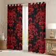 thumbnail image 2 of jejeloiu Cartoon Bowtie Bow Black Out Curtains,Ancient Damask Jacquard Curtains Pack of 2 (42x63 Each),Red Victorian Baroque Bedroom Curtains For Kids,Microfiber Bedroom Decor, 2 of 6