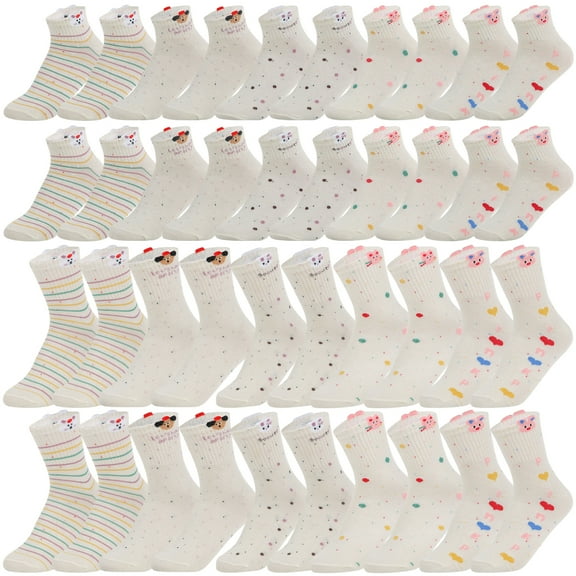 20 Pairs Women's Socks Assortment 10 Ankle and 10 Mid-Calf Socks Breathable Pointelle Knit Socks Soft Stretch Combo Pack (US 5-10)