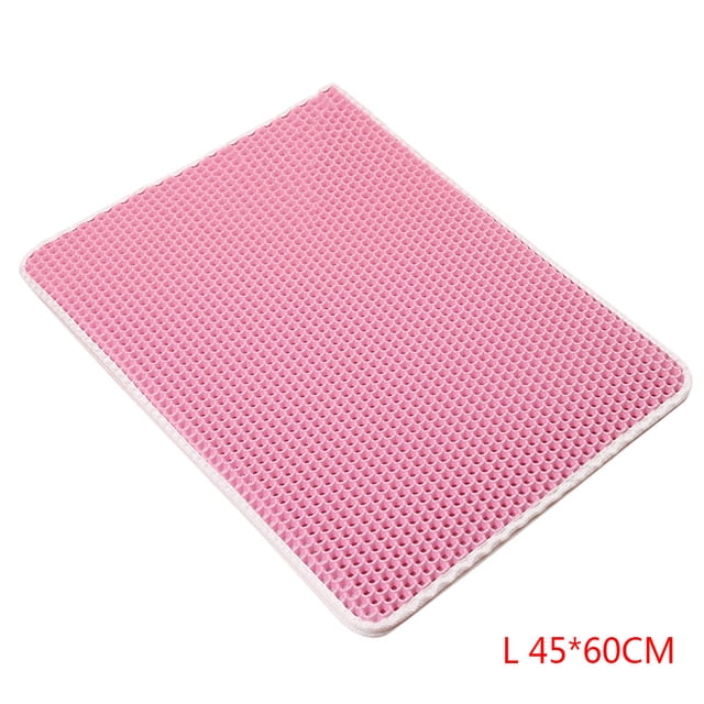 Greeniant Caja de arena para gatos de doble capa, alfombrilla para trampero, alfombrilla plegable para mascotas, goma espuma EVA Perchas para gatos rosado L