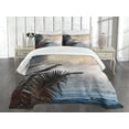 thumbnail image 3 of Ambesonne Tropical Quilted Bedspread Set 3 Pcs, Grunge Palm Trees Art, King Size, Beige Navy, 3 of 5