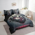 thumbnail image 3 of Homewish 3D Heart Print 7 Pieces Bedding Comforter Set,Spooky Valentines Day Full Bedding Set,Black Red Fitted Sheet Flat Sheet For Men Women,Ultra Soft Home Decor Reversible, 3 of 8