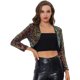 thumbnail image 1 of Disfraz de Halloween Chaqueta De Lentejuelas Para Mujer Manga Larga Cárdigan Recortado Con Frente Abierto Bolero Shrug Azúl Metálico L, 1 of 5