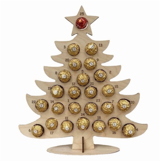 Calendario de Adviento de Madera con Adornos para Decorar, Marco de Chocolate para Fiestas, Calendario de Adviento de Madera, Adornos para Decorar el Hogar, Decoración de Habitaciones, Decoración de D