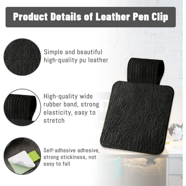 PU Leather Pen Holder Clip Adhesive Pencil Elastic Loop Notebook