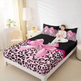 thumbnail image 3 of Manfei Pink Chic Bowtie King Sheets,Fashion Leopard Print Bedding,4-Piece,1 Flat Sheet,1 Fitted Sheet and 2 Pillowcases, 3 of 6