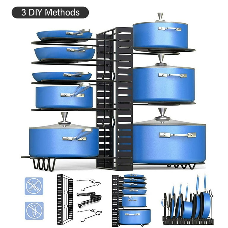 MUDEELA 8 Tiers Pots and Pans Organizer and 6 Tier Heavy Duty Pan Organizer  Bundle