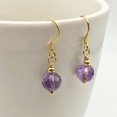 thumbnail image 4 of Royal 8mm Natural Amethyst 14K Gold Drop Earrings, 4 of 12