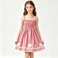 thumbnail image 2 of NAISIBABY Girls Floral Dress, Summer Cute Sleeveless Plaid Prints Smocked A-Line Casual Sundress Red Size 7, 2 of 8