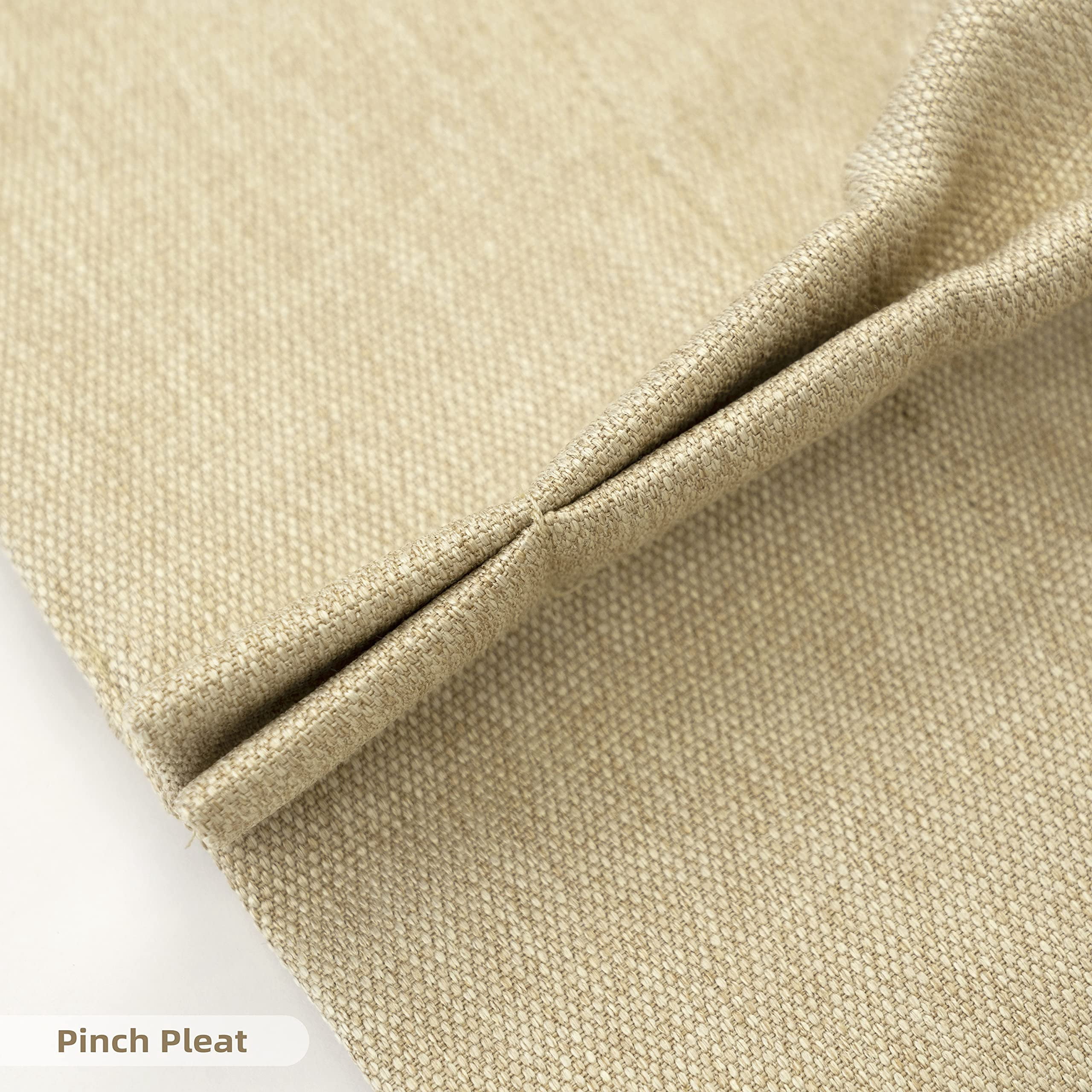 DriftAway Pinch Pleat Blackout Curtains 96 Inches Long 2 Panels Set Faux Linen Textured Curtains for Bedroom Living Room Thermal Insulated Privacy Back Tab Window Drapes 52x96 Beige