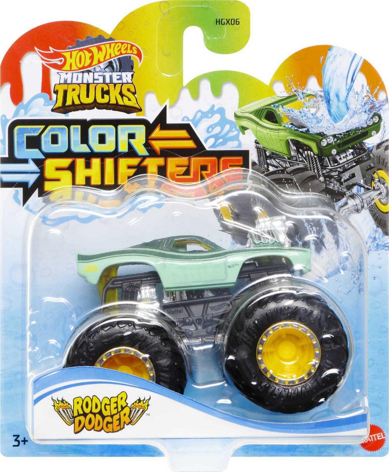 Hot Wheels Monster Trucks Color Shifters Camion Rodger Dodger, échelle 1:64