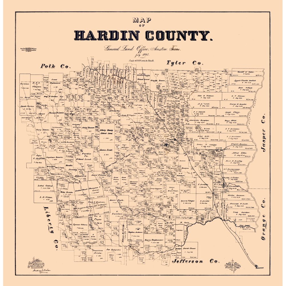 Hardin County Texas Baker 1895 23 x 23.54