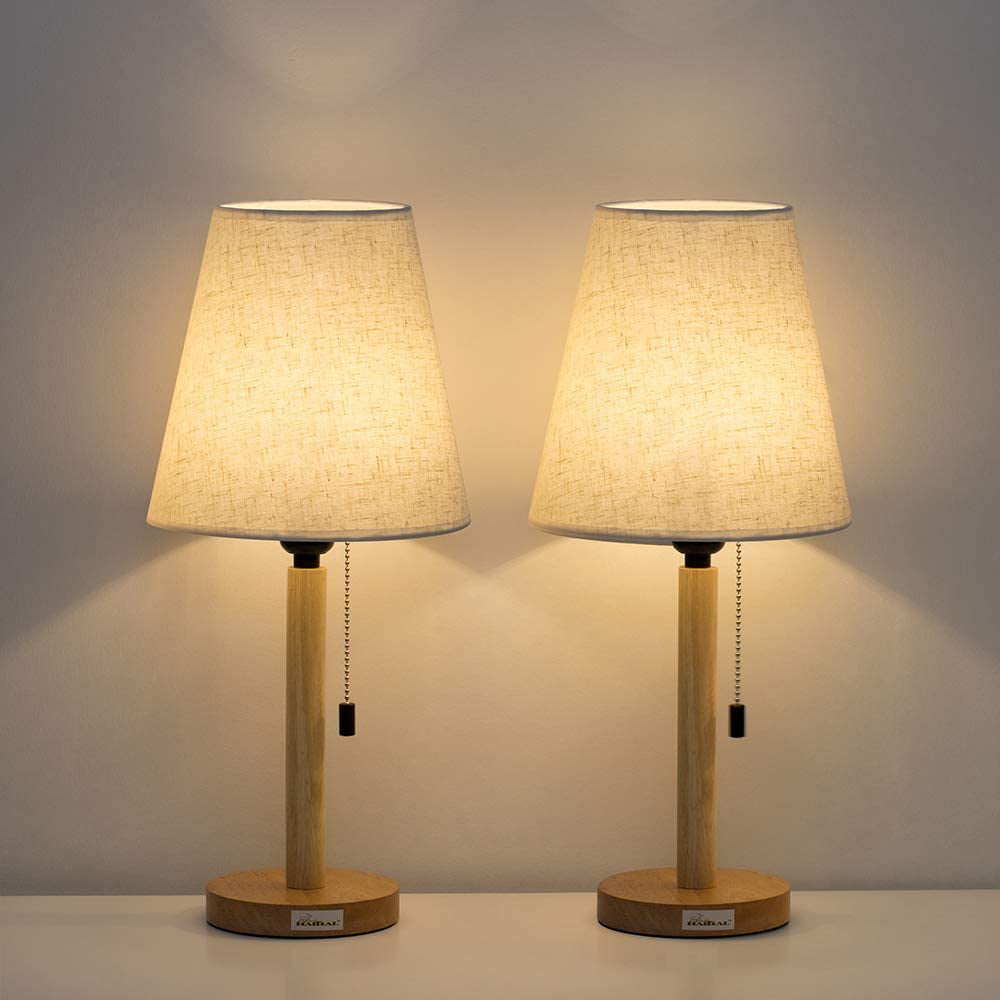Haitral Small Bedside Table Lamps Set of 2- Modern Nightstand Lamps