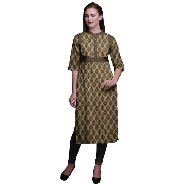 Bimba Straight KurtisForWomen Printed Long Kurti Dress Indian Top