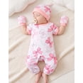 thumbnail image 6 of KIMI BEAR Newborn Baby Girl Layette Set 3-6 Months Shower Gift Sets 4 Packs Romper Pants Sets Long Sleeves Short Sleeves Bowknot Bodysuit with Hat Gloves 10pcs Pink, 6 of 7