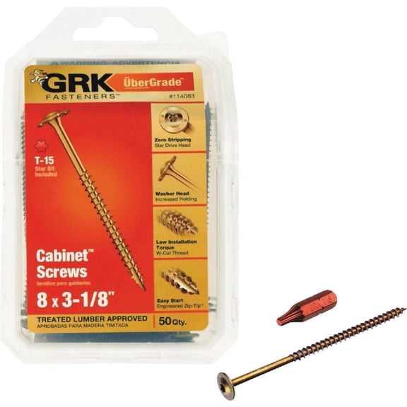 GRK 114083#8 x 3-1/8" Low Profile Cabinet Screws 50 Count