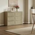 thumbnail image 4 of SICOTAS Small 3-Drawer Dresser Nightstand Set of 2, 50.7"W Boho 6 Drawer Dresser with Slide Rails, Rattan Chest of Drawers, Modular Storage Cabinet for Bedroom & Living Room, Natural Oak, 4 of 8