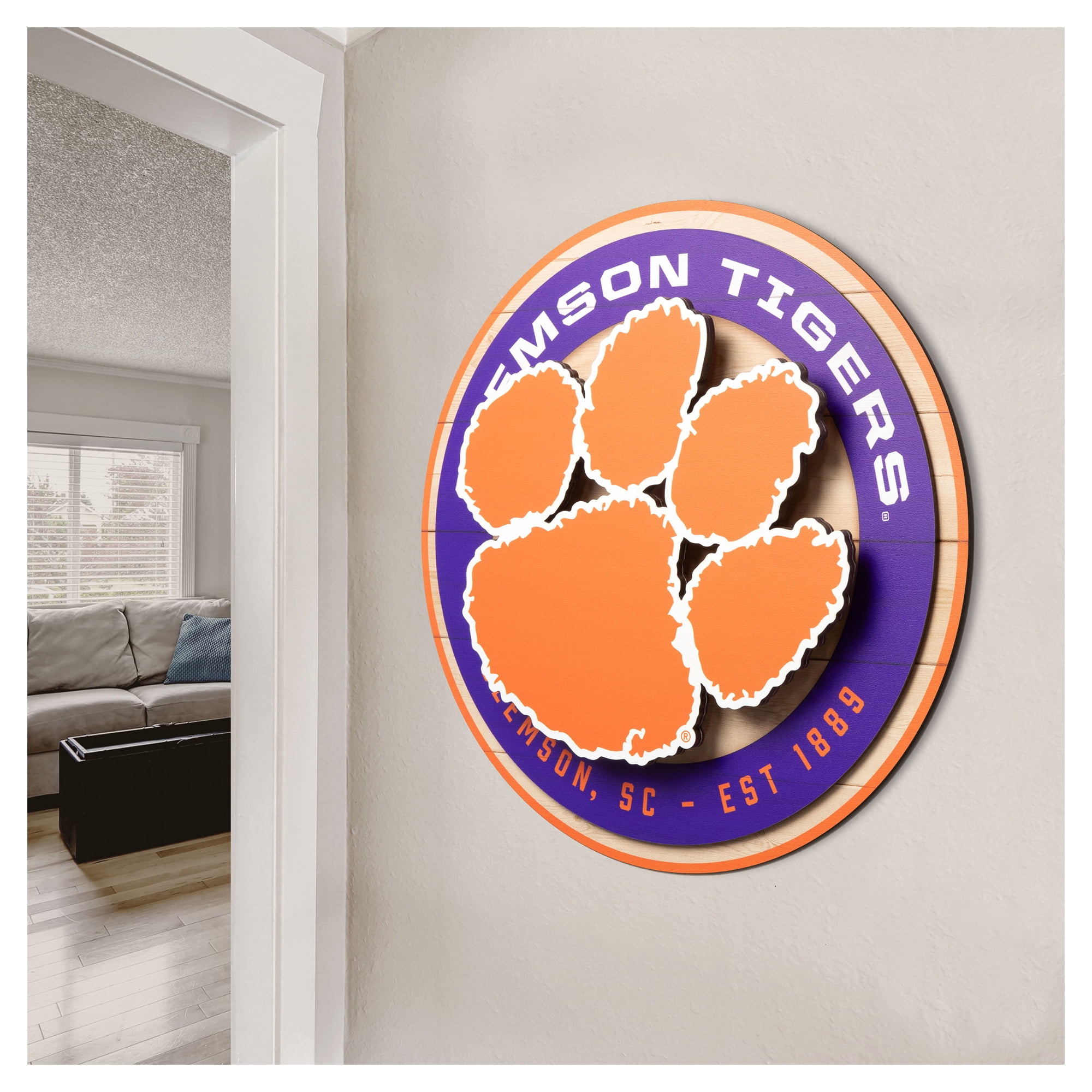 IDNA Clemson Tigers 15" x 15" 3DX Logo Circle Backer Wall Art