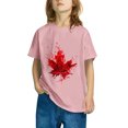 thumbnail image 5 of gljltg (3-10 Years) Unisex Kids Summer Fashionable Cute Maple Leaf Print Casual Short Sleeve Round Neck Cotton T-Shirt, 5 of 9