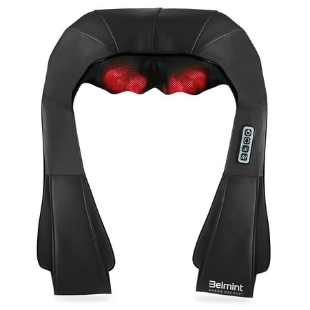Belmint Shiatsu Neck and Shoulder Massager - Kneading Massage Therapy Pillow with Heat to Relieve Sore Muscles, Stiffness, Back and Fibromyalgia Pain - Perfect for Car & Office Chair (Best Massage Techniques For Lower Back Pain)