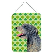 Irish Wolfhound St. Patricks Day Shamrock Portrait Wall or Door Hanging Prints