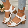 thumbnail image 3 of Dress High Heels Sandals for Women Summer 2025 Trendy Leather Casual Peep Toe Chunky Heeled Dress Sandals, 3 of 6