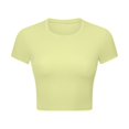 thumbnail image 2 of SWSMCLT Women's Short Sleeve T Shirt Crop Top Running Crew Neck Workout Shirt Fitted Summer Basic Cool Fall Green 12, 2 of 4