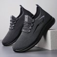 thumbnail image 3 of Men's Low-Top Lace-Up Knit Upper Walking Shoes Streamlined Lightweight Sole Casual Daily Athletic Sneakers, 3 of 5