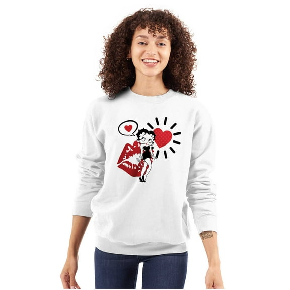 Betty Boop Heart and Lipstick Stain Women Plus Size Sweatshirt Brisco Brands 5X